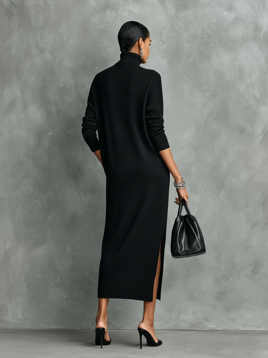 Damen Herbst Kleid Rollkragen Midi (2)
