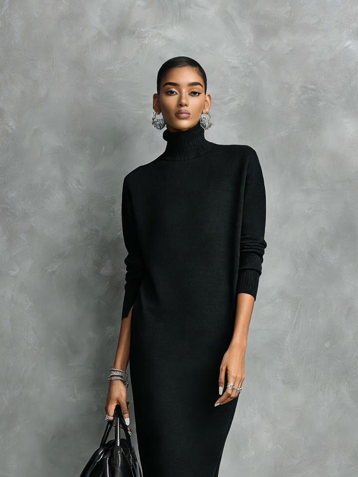 Damen Herbst Kleid Rollkragen Midi (6)