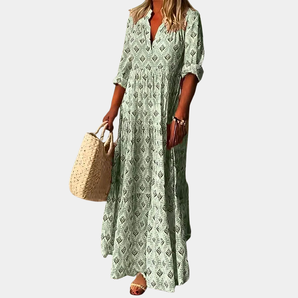 Damen Herbst Maxikleid für Hochzeitsgäste in Grün