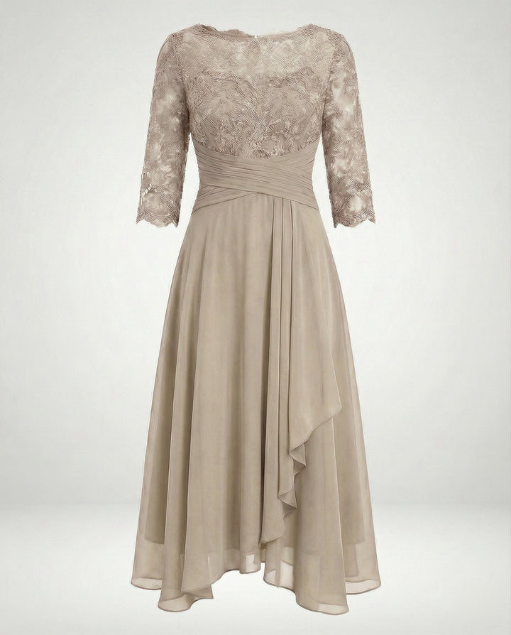 Damen Herbstkleid für Hochzeitsgäste in Beige