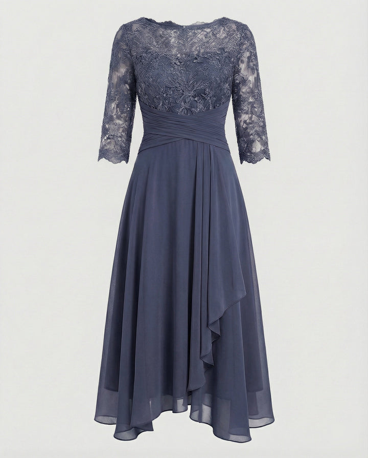 Damen Herbstkleid für Hochzeitsgäste in Grau
