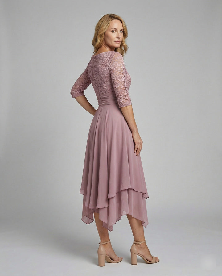 Damen Herbstkleid für Hochzeitsgäste in Rosa