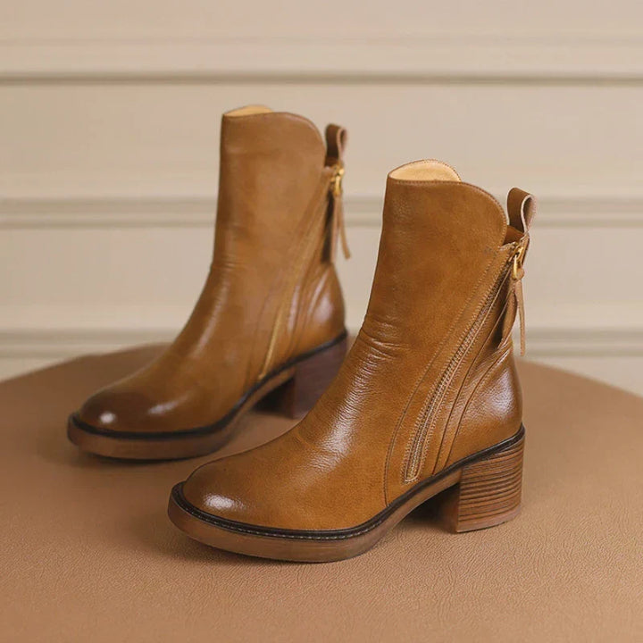 Damen Herbststiefel mit Blockabsatz aus Leder (4)