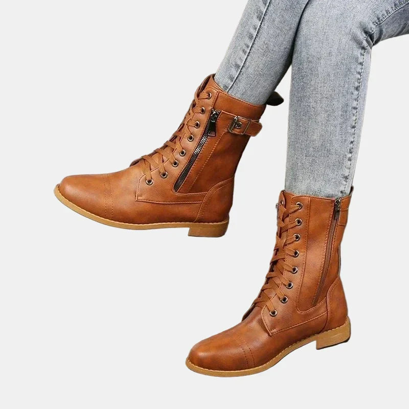 Damen Herbststiefel mit runden Zehen in Braun