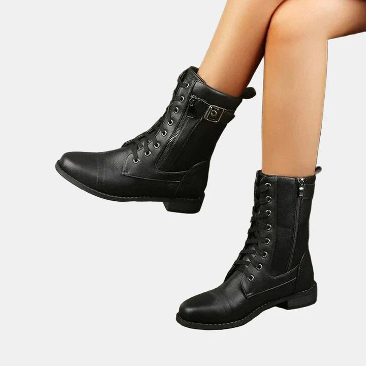 Damen Herbststiefel mit runden Zehen in Schwarz