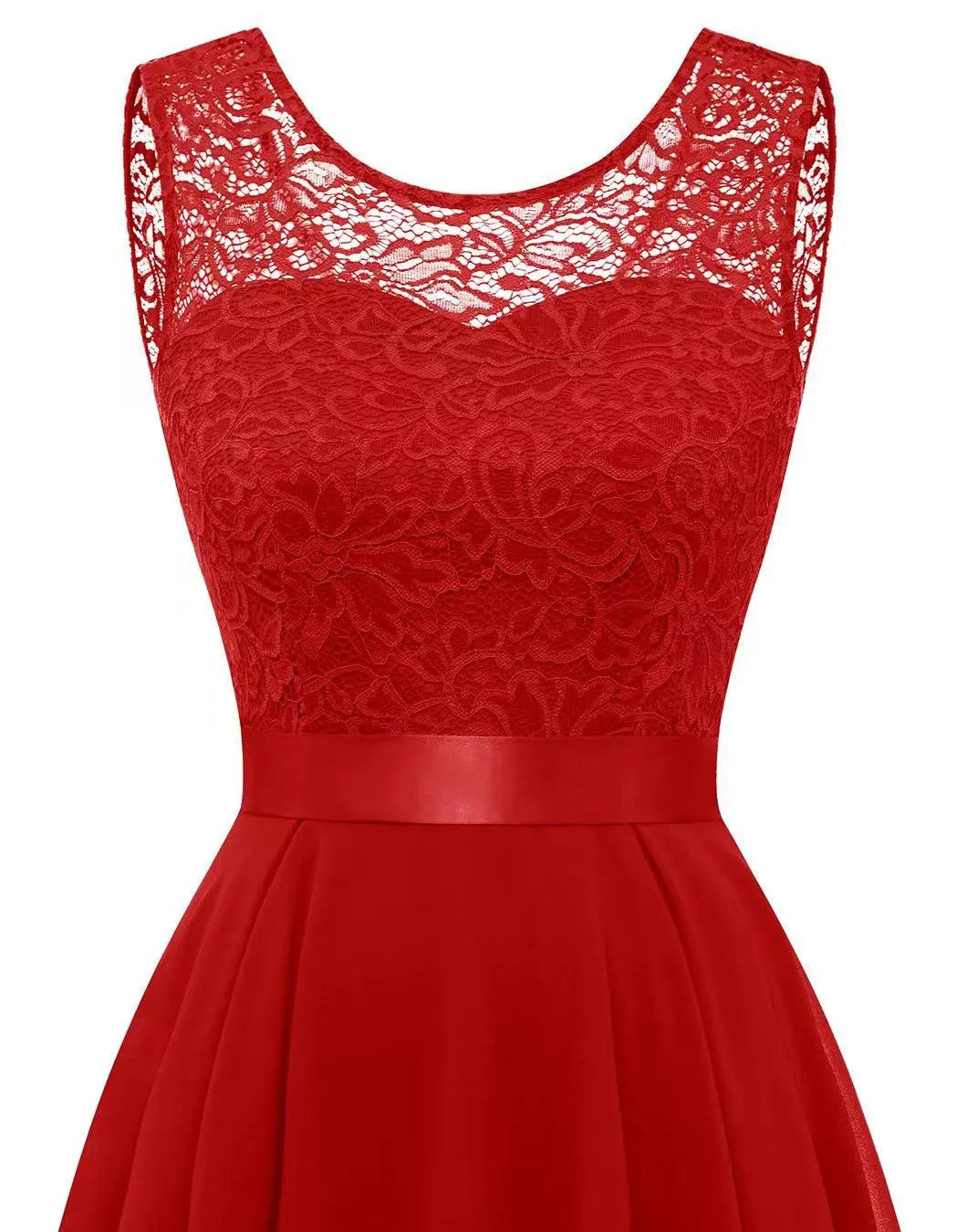 Damen Hochzeitsgast Elegantes Fließendes Midikleid in Tiefrot 3