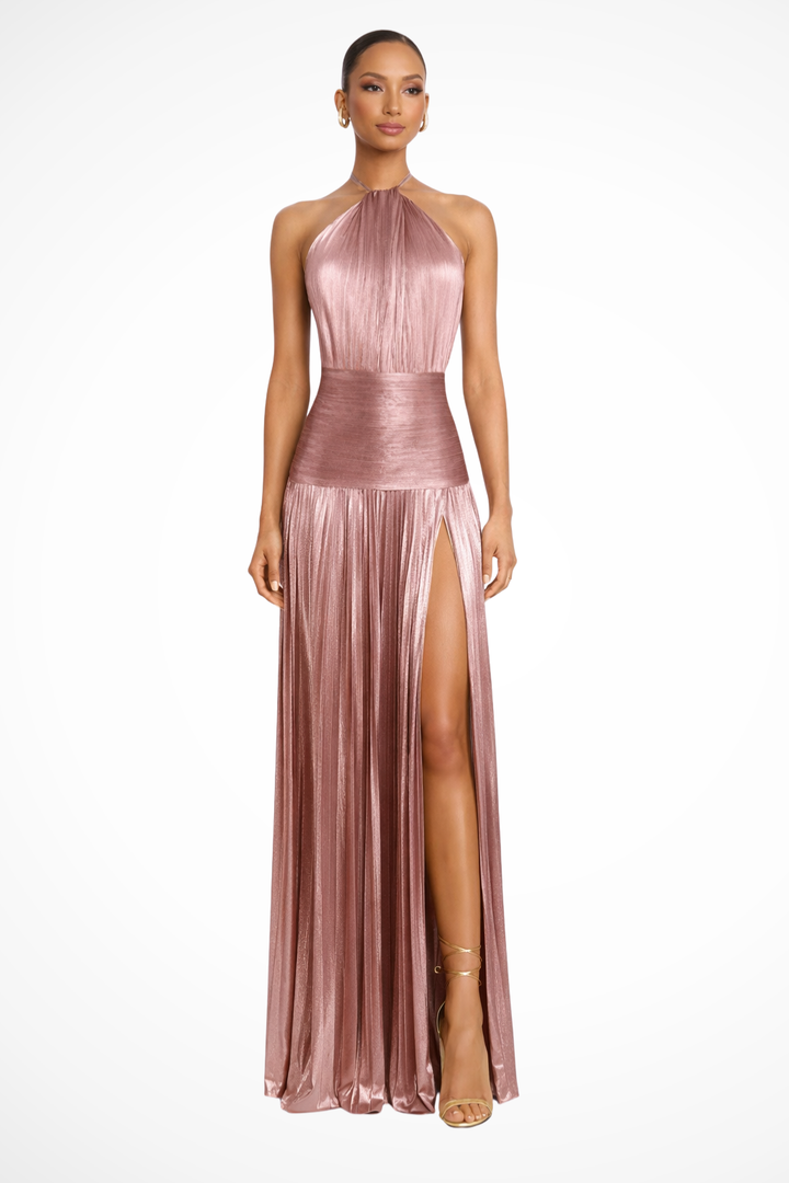 Damen Hochzeitsgast Kleid aus feinem Satin in Rosa