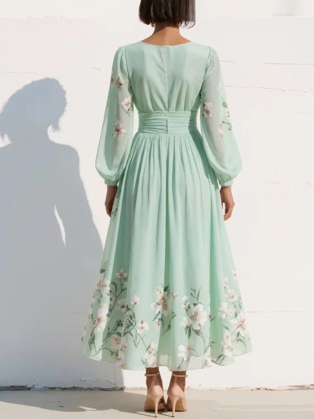 Damen Hochzeitsgast-Kleid für Herbst im Midi-Chiffon-Stil (2)