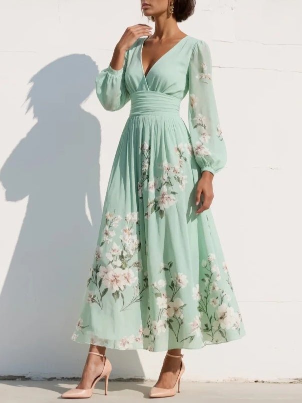 Damen Hochzeitsgast-Kleid für Herbst im Midi-Chiffon-Stil (3)