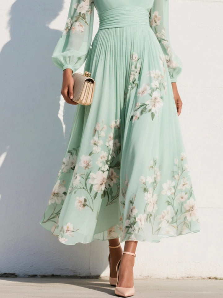 Damen Hochzeitsgast-Kleid für Herbst im Midi-Chiffon-Stil (5)