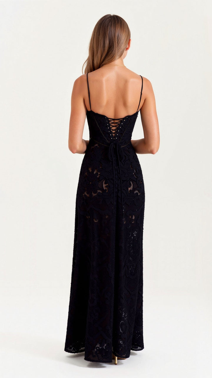Damen Hochzeitsgast Kleid im Slip-Stil Maxi-Länge (14)