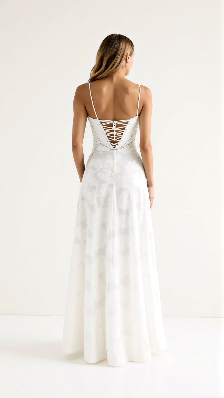 Damen Hochzeitsgast Kleid im Slip-Stil Maxi-Länge (2)