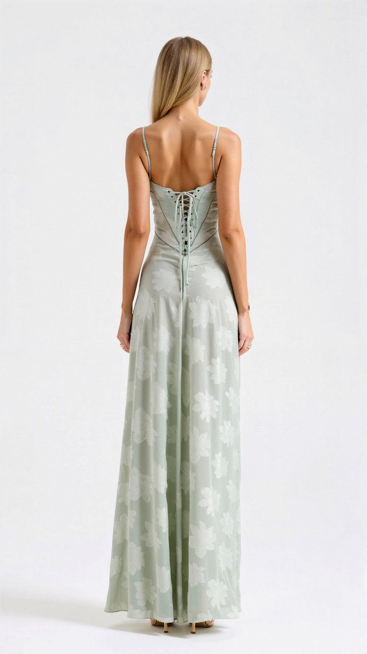 Damen Hochzeitsgast Kleid im Slip-Stil Maxi-Länge (8)