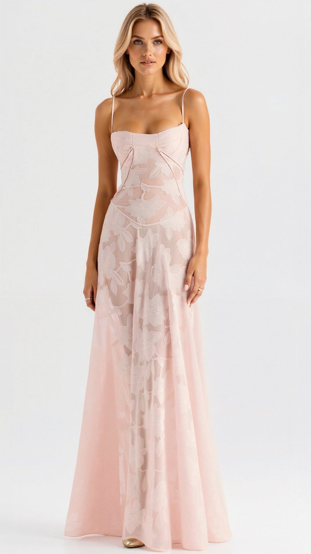 Damen Hochzeitsgast Kleid im Slip-Stil Maxi-Länge in Rosa