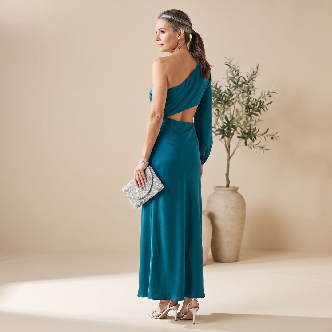 Damen Hochzeitsgast-Kleid Maxi im Einschulter-Schnitt (10)