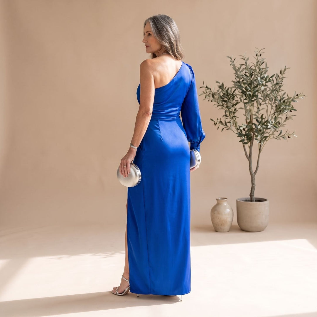 Damen Hochzeitsgast-Kleid Maxi im Einschulter-Schnitt (11)