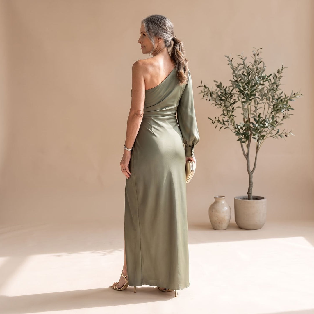 Damen Hochzeitsgast-Kleid Maxi im Einschulter-Schnitt (12)