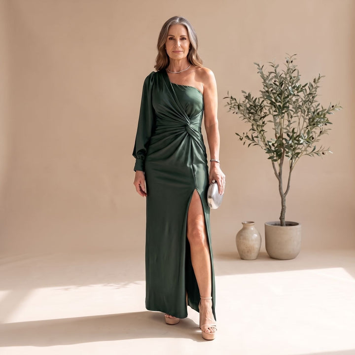 Damen Hochzeitsgast-Kleid Maxi im Einschulter-Schnitt (13)