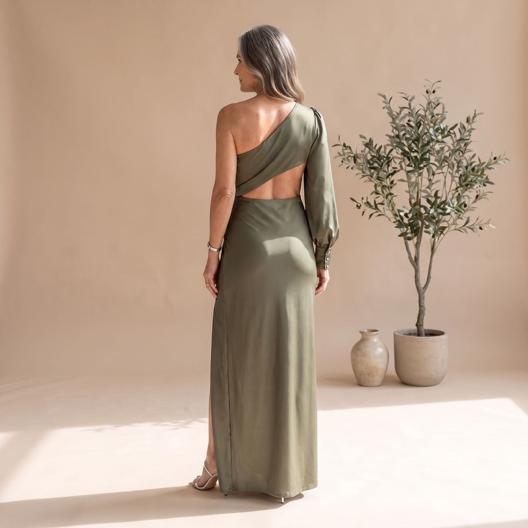 Damen Hochzeitsgast-Kleid Maxi im Einschulter-Schnitt (8)