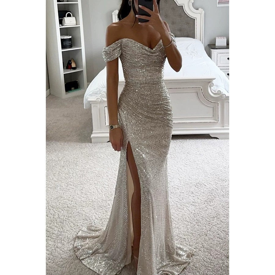 Damen Hochzeitsgast Kleid mit Pailletten (7)