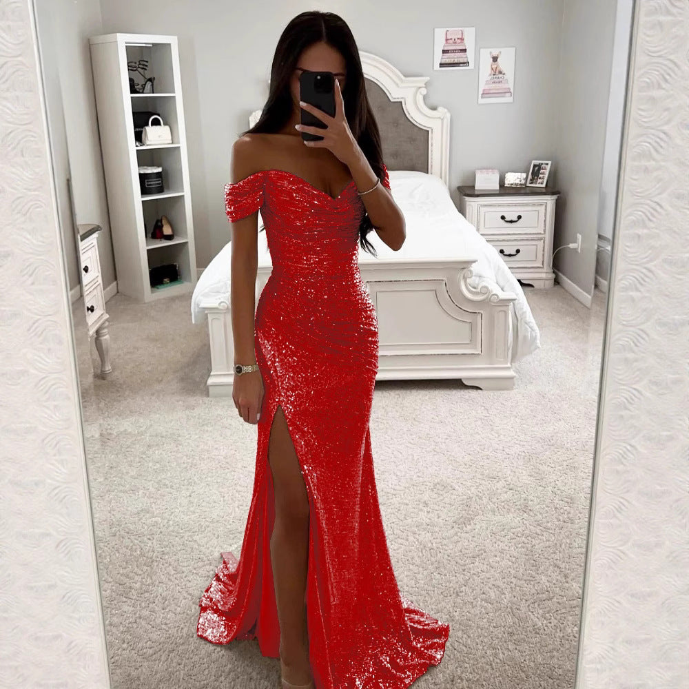 Damen Hochzeitsgast Kleid mit Pailletten (9)