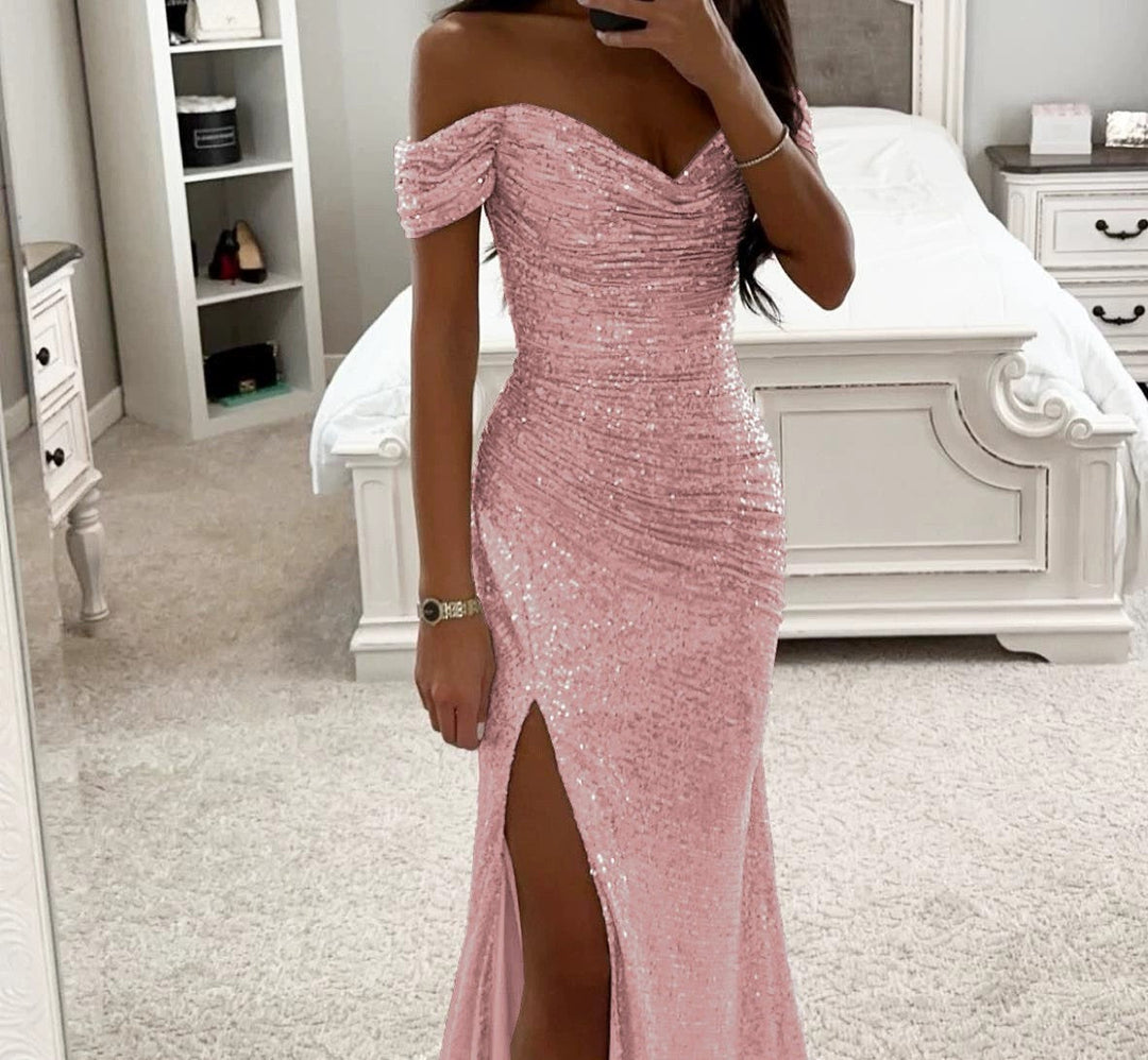 Damen Hochzeitsgast Kleid mit Pailletten in Rosa