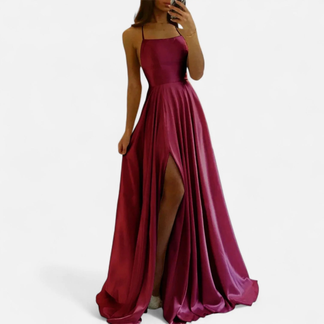 Damen Hochzeitsgast Maxikleid für den Herbst in Burgunderrot