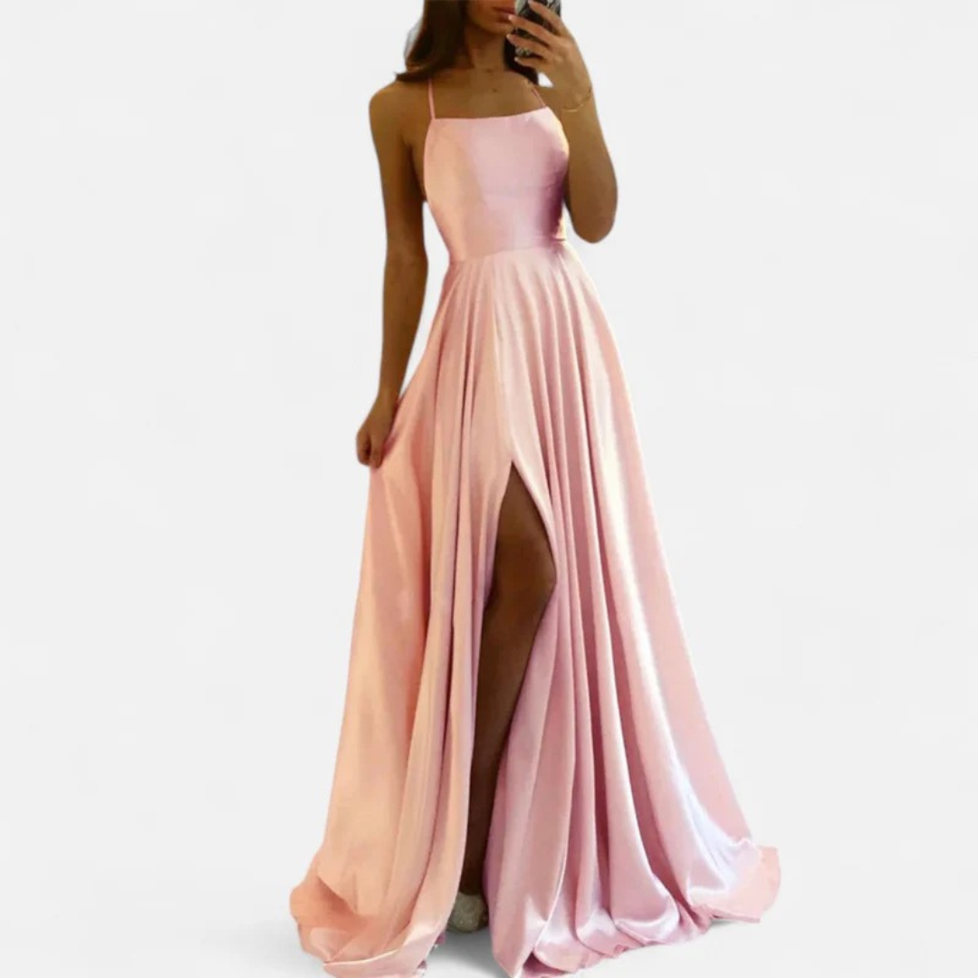 Damen Hochzeitsgast Maxikleid für den Herbst in Rosa