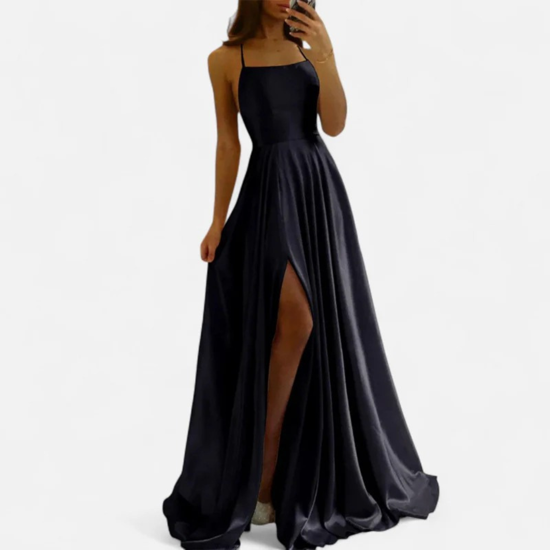 Damen Hochzeitsgast Maxikleid für den Herbst in Schwarz