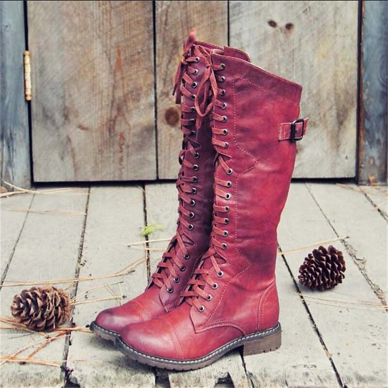 Damen Hohe Schnürstiefel für den eleganten Alltag in Rot