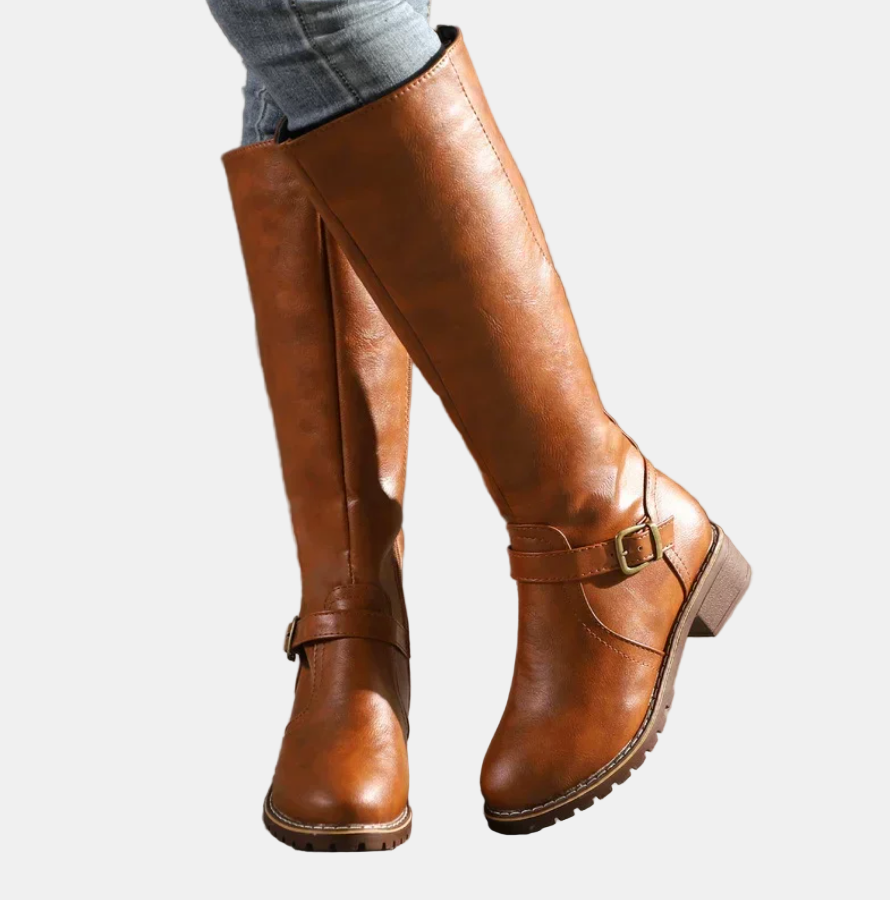 Damen Hohe Stiefel im Klassischen Stil in Braun 1