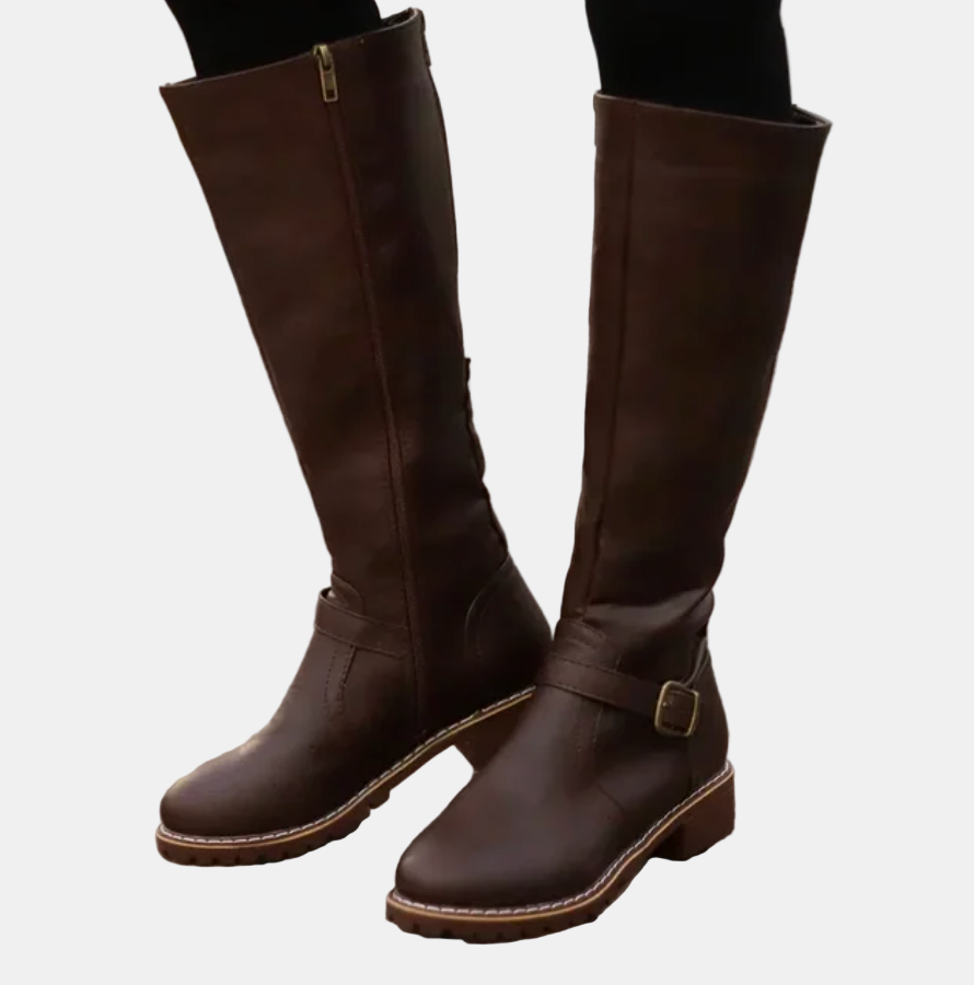 Damen Hohe Stiefel im Klassischen Stil in Braun 4
