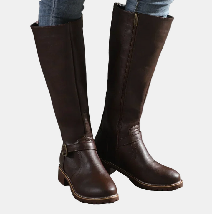 Damen Hohe Stiefel im Klassischen Stil in Dunkelbraun