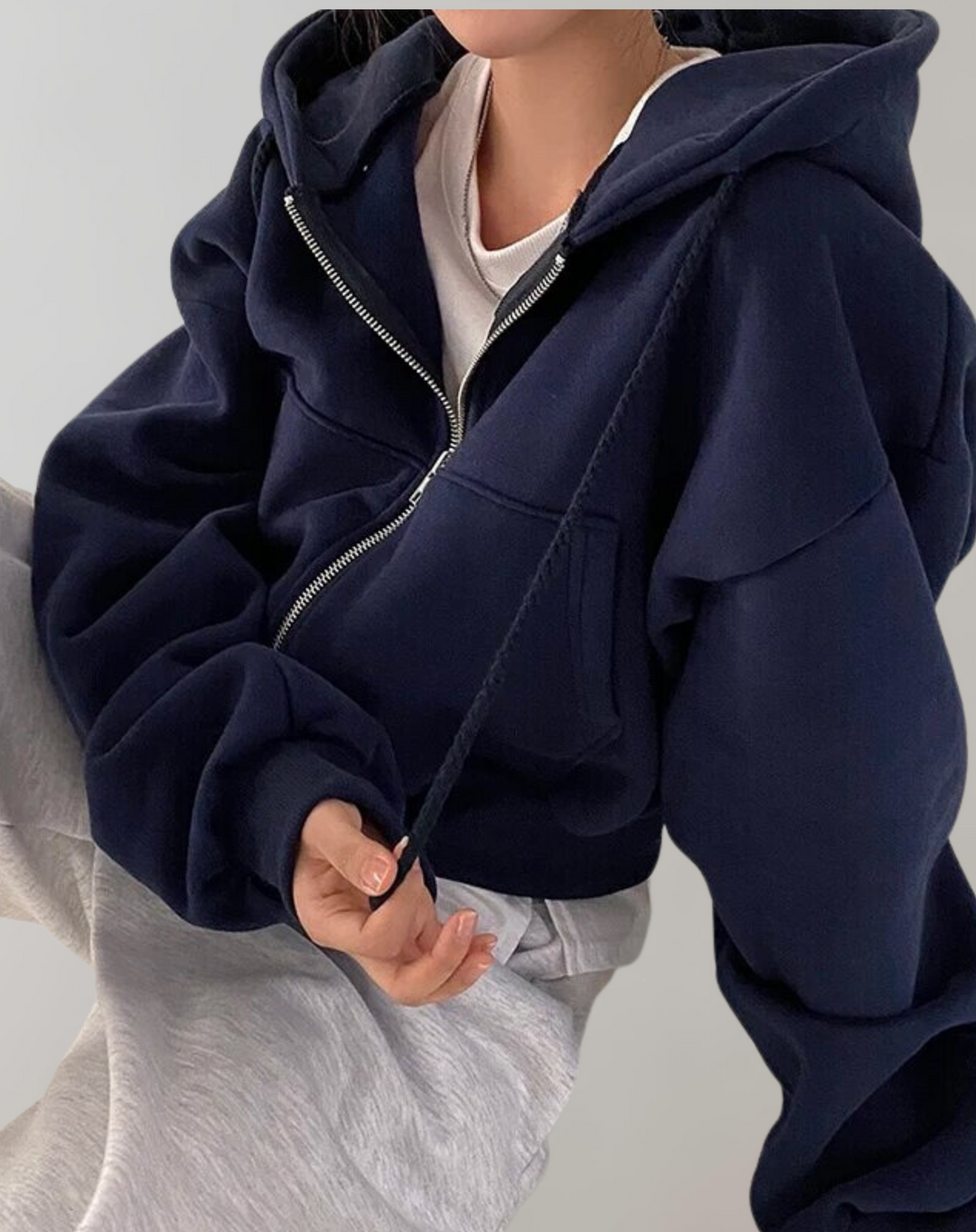 Damen Hoodie Langarm weich für Herbst in Schwarz