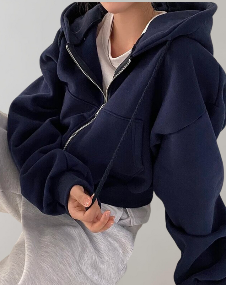 Damen Hoodie Langarm weich für Herbst in Schwarz