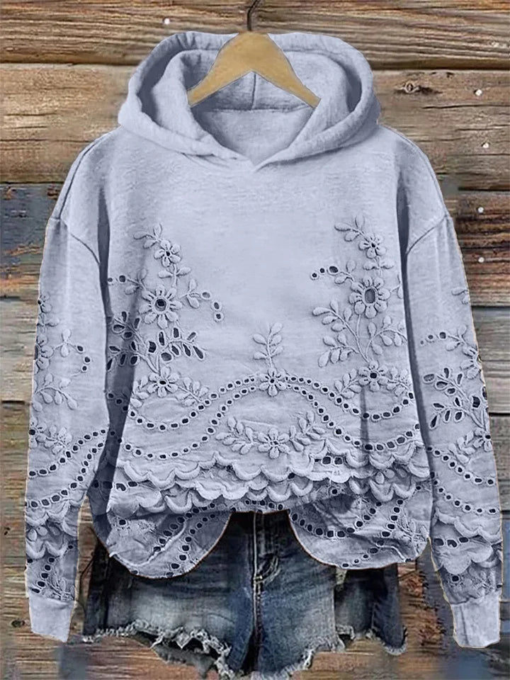 Damen Hoodie mit Blumenmuster für den Alltag in Blau