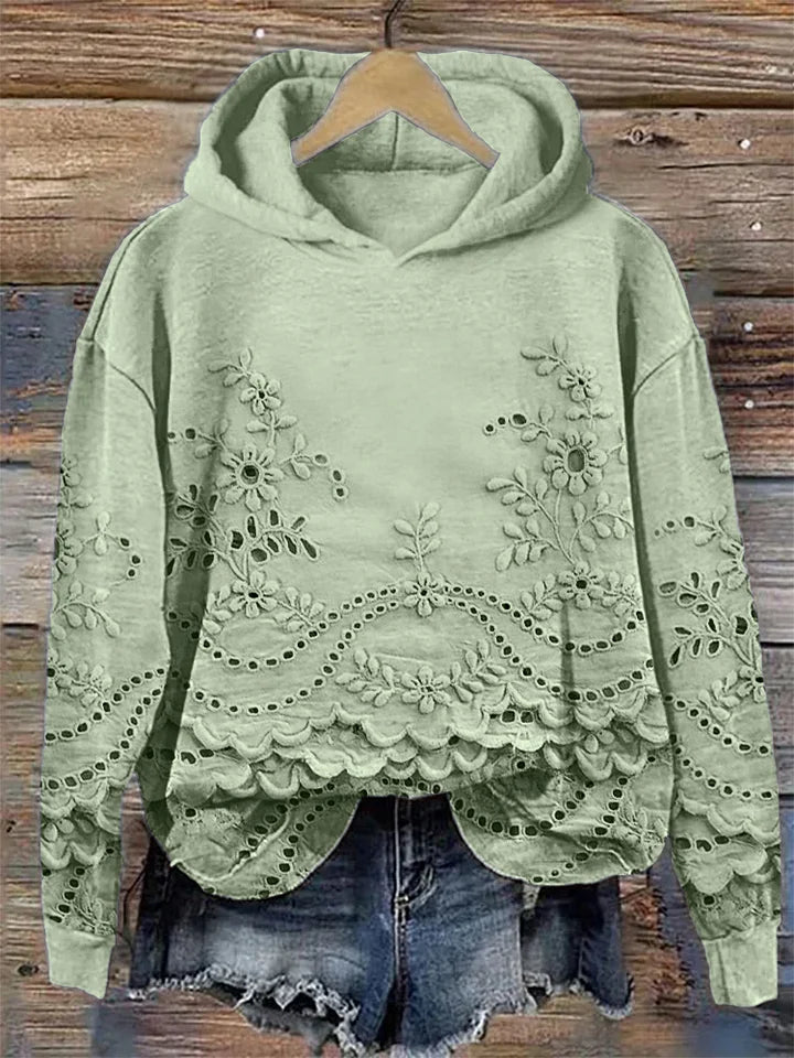 Damen Hoodie mit Blumenmuster für den Alltag in Grün