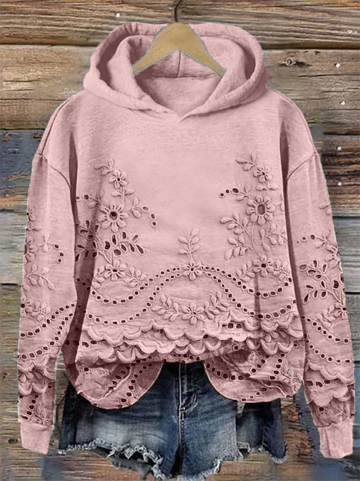 Damen Hoodie mit Blumenmuster für den Alltag in Rosa