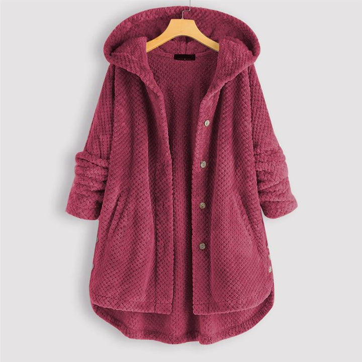 Damen Jacke mit Kapuze für den Herbst in Weinrot