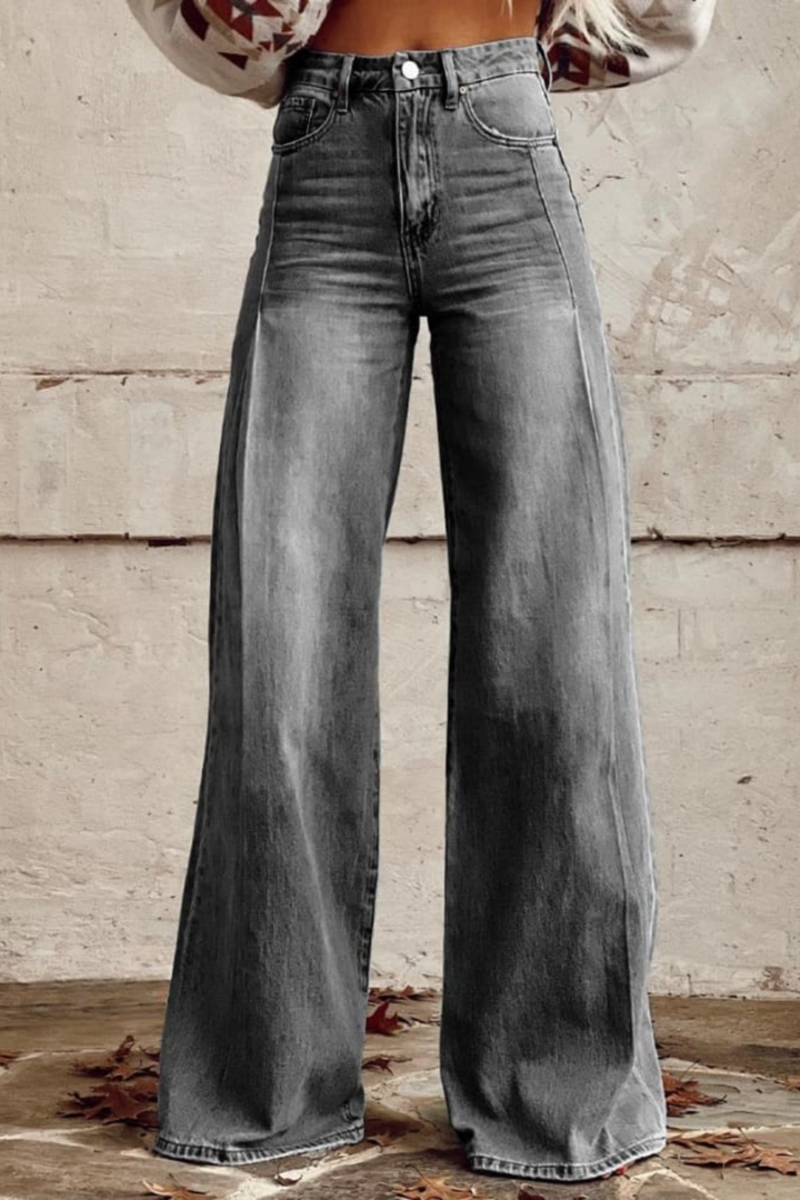 Damen Jeans im Boho Vintage-Stil in Grau