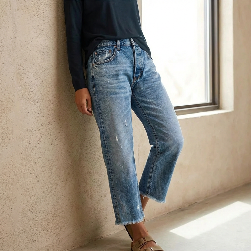 Damen Jeans kurz im klassischen Retro-Stil (3)