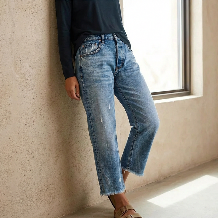 Damen Jeans kurz im klassischen Retro-Stil (3)