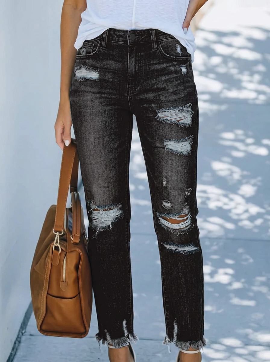 Damen Jeans kurz im klassischen Retro-Stil in Grau