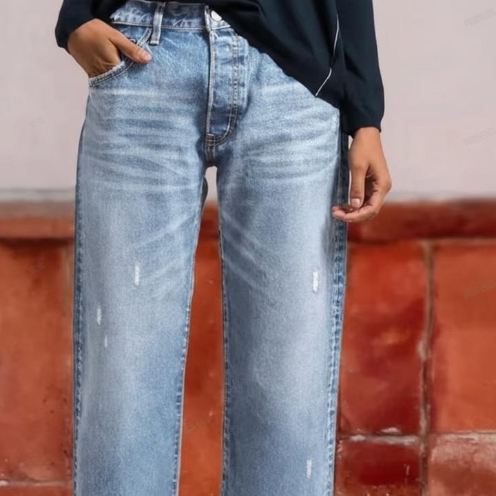 Damen Jeans kurz im klassischen Retro-Stil in Hellblau