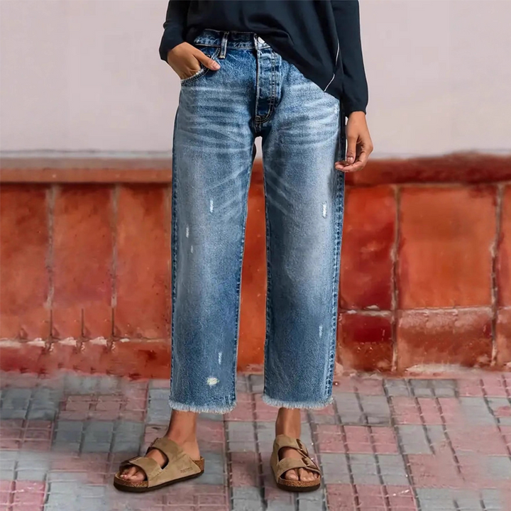 Damen Jeans kurz im klassischen Retro-Stil in Klassisches Blau