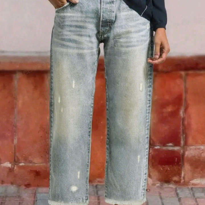 Damen Jeans kurz im klassischen Retro-Stil in Vintage Blau