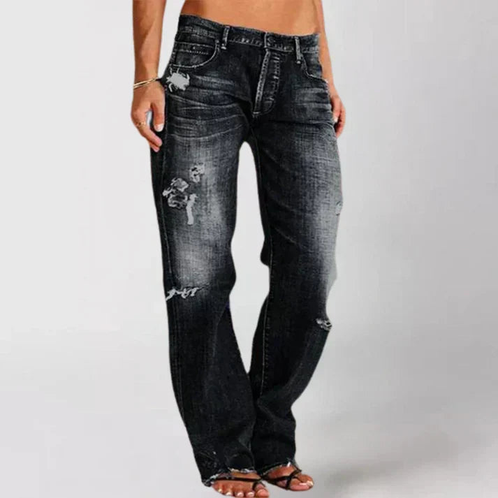 Damen Jeans mit breitem Bein zum Entspannen in Schwarz