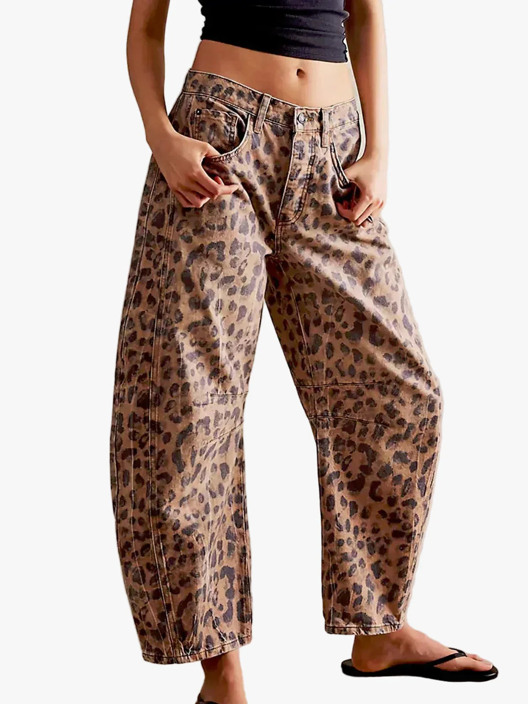 Damen Jeans mit Tierdruck und Barrel-Beinen