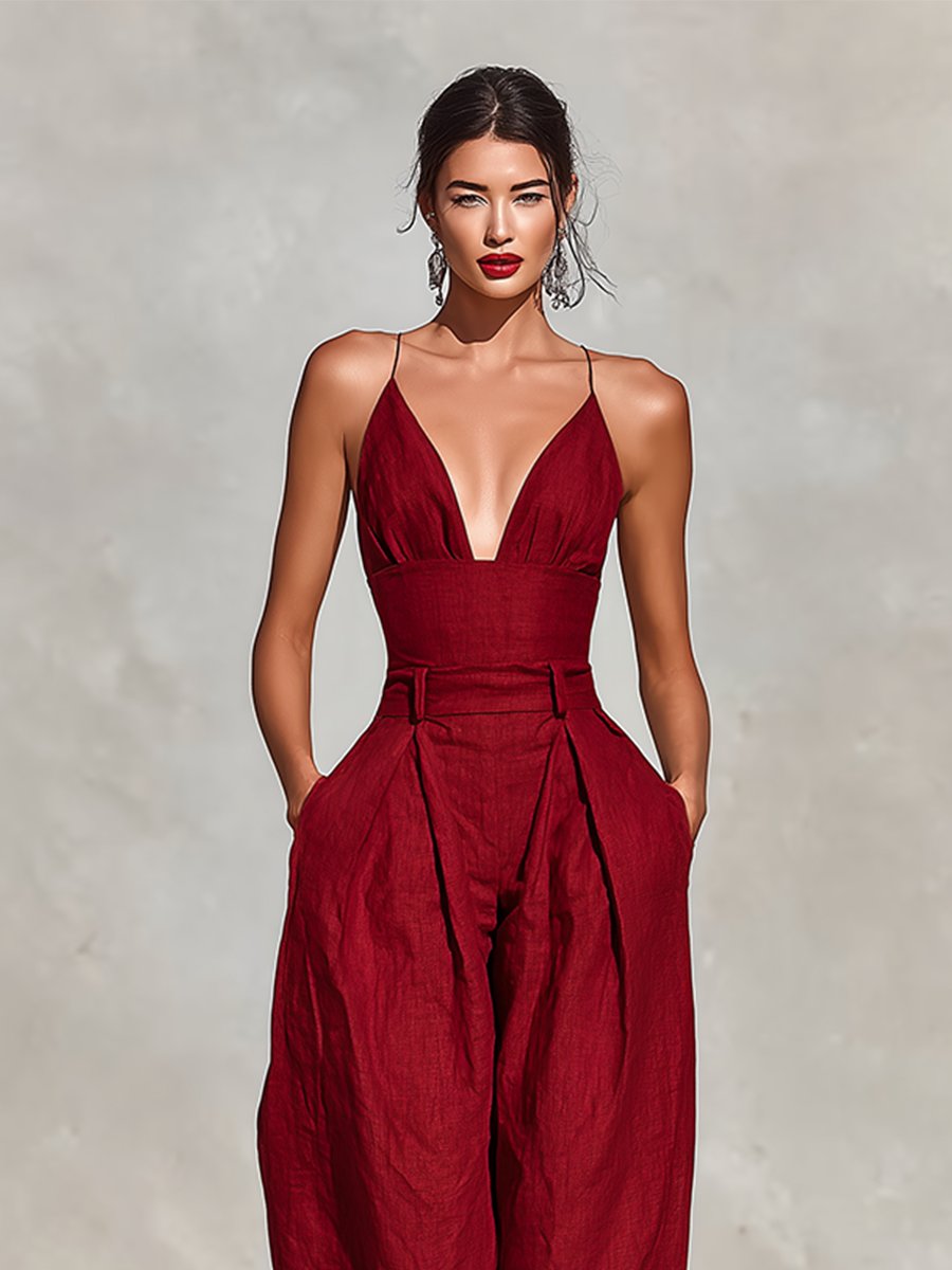 Damen Jumpsuit aus Leinen für Hochzeiten (3)