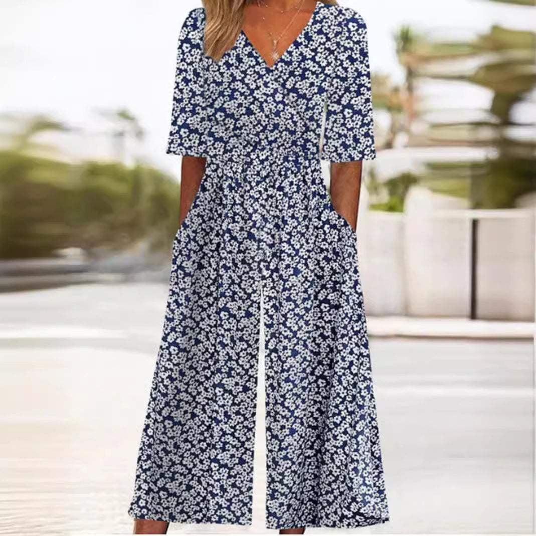 Damen Jumpsuit mit Boho Blumenmuster (6)